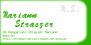 mariann straszer business card